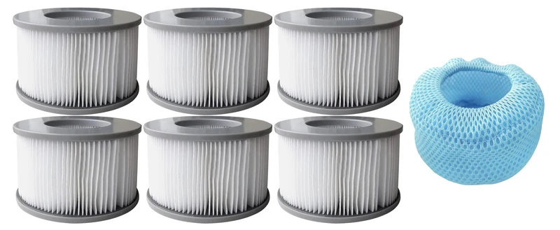 SHATCHI Pack of 12 Latest 90 Pleats Filter Cartridges B0303606 with 2 Protective Net Mesh Covers Strainer Pool Bubble Spa Accessories for Mspa Hot Tubs