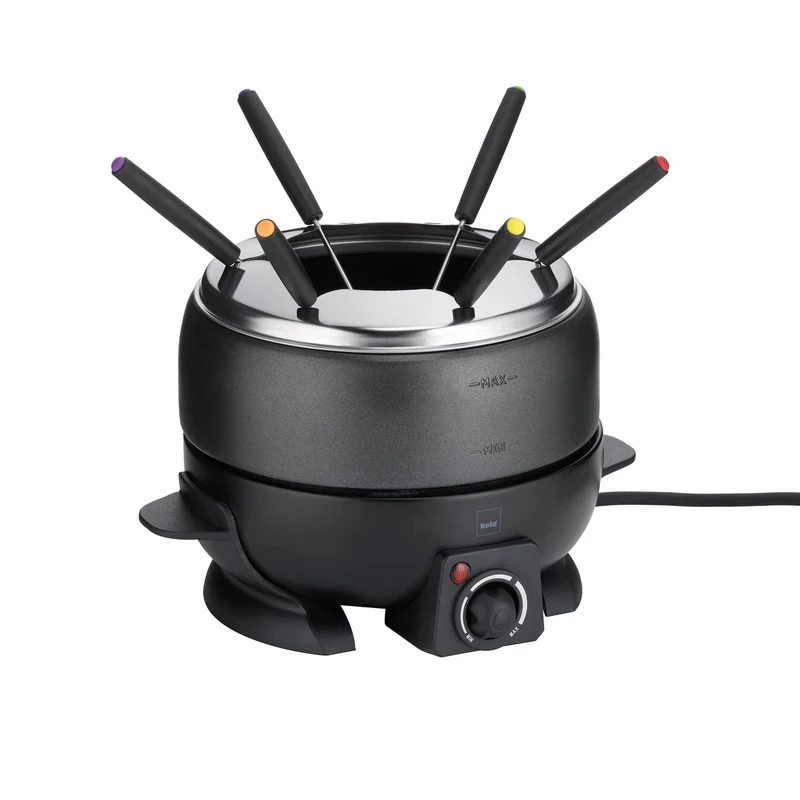 kela electric meat fondue set 9 pcs, fondue set for 6 persons SIMPLON, cheese fondue, chocolate fondue electric with forks, fork holder, 800W
