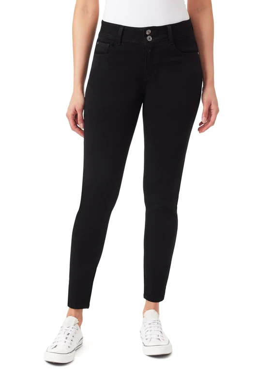 Angels Forever Young Women's Curvy Skinny Jeans, Onyx/Black, 14 Long - Image 1