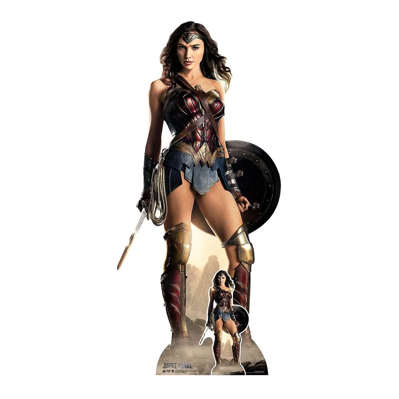 SC1646 Wonder Woman Figure Cardboard Gal Gadot l Justice League Shield l Lifesize Cardboard Cutout With Free Mini Standee