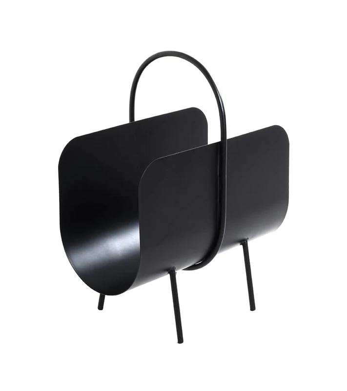 HAKU Möbel Magazine Rack Black, Metal - Size: W 37 cm X H 47 cm X D 22 cm, Style: Modern