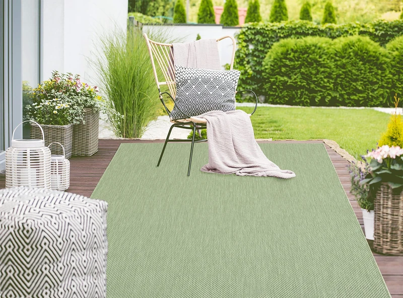 Mia's Teppiche Lara In- and Outdoor Rug, Flat Fabric, 80x200 cm, Green