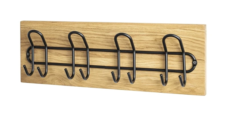 HAKU Möbel Wardrobe Oak Oiled, Black, Solid Wood, Metal - Size: W 60 cm X H 20 cm X D 10 cm, Style: Modern