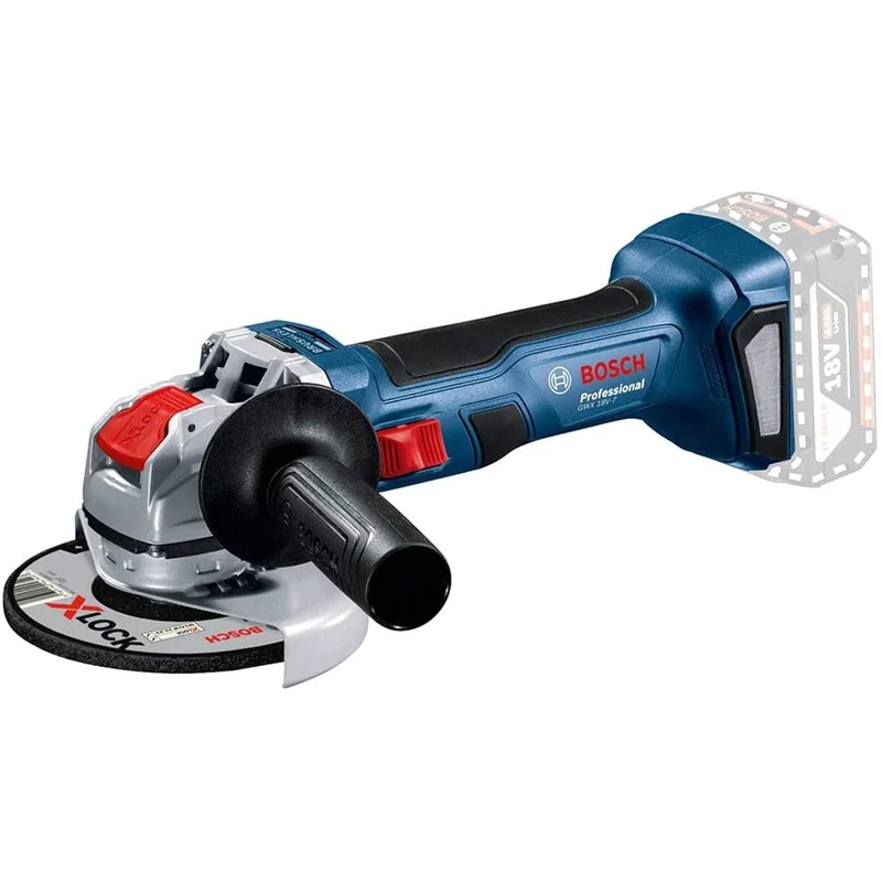 Bosch Professional 18V System BITURBO Cordless Angle Grinder GWX 18V-7 with X-Lock (disc Dia.: 125 mm, Power 700 W, incl. Protective Guard, Aux. Handle, Without Battery/Charger)