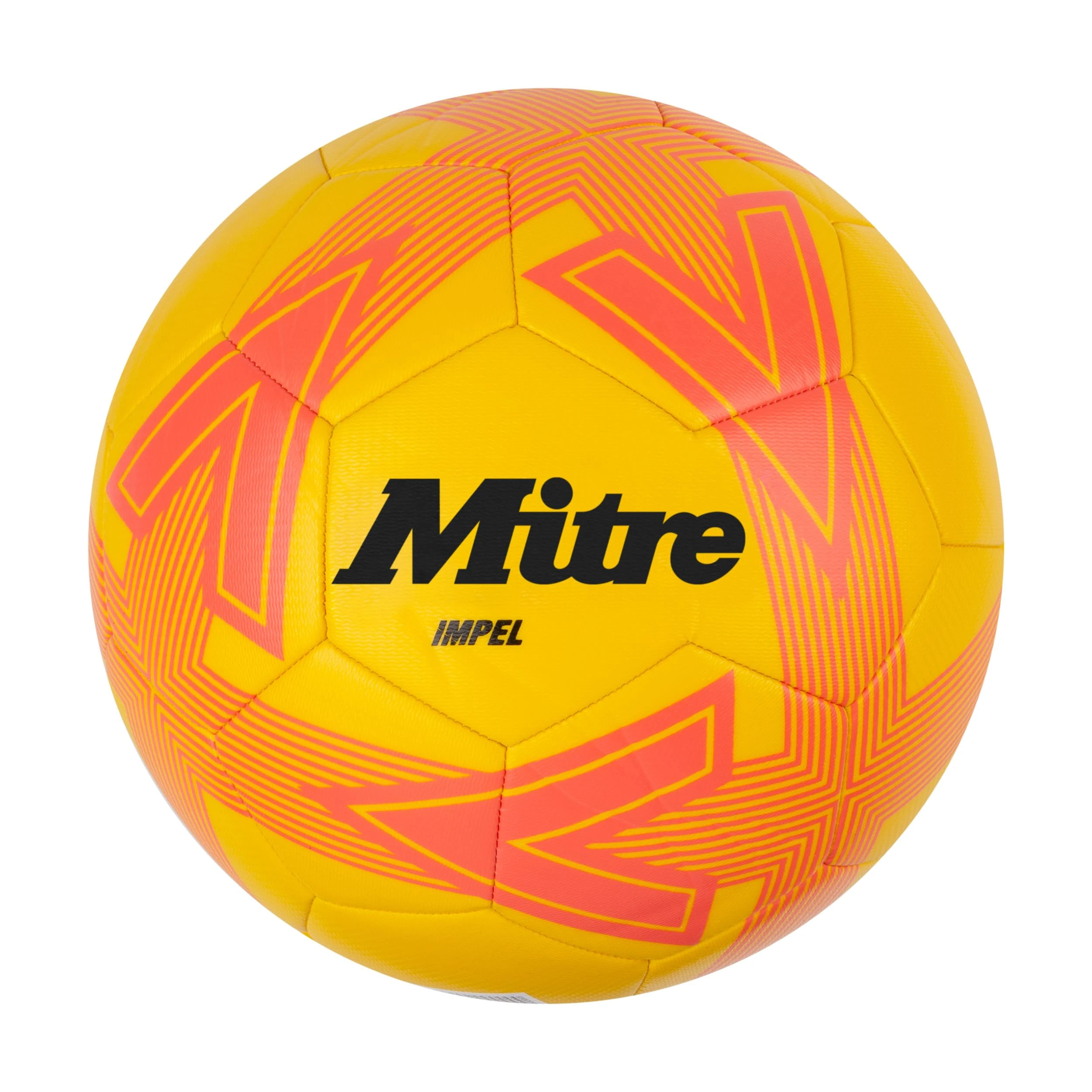 Mitre Impel L30P Unisex Football, Yellow/Tangerine/Black, 3