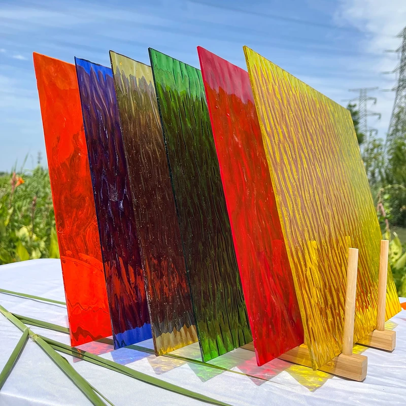 Unicoshape Mosaic Stained Glass Sheets 12” x 12”, 6-Pack (Total 5.8sf), Colorful Cathedral Art and Crafts Sheets for DIY Hobbyists and Projects, Assorted Colors, Easy to Cut and Design (Texture Mixed)