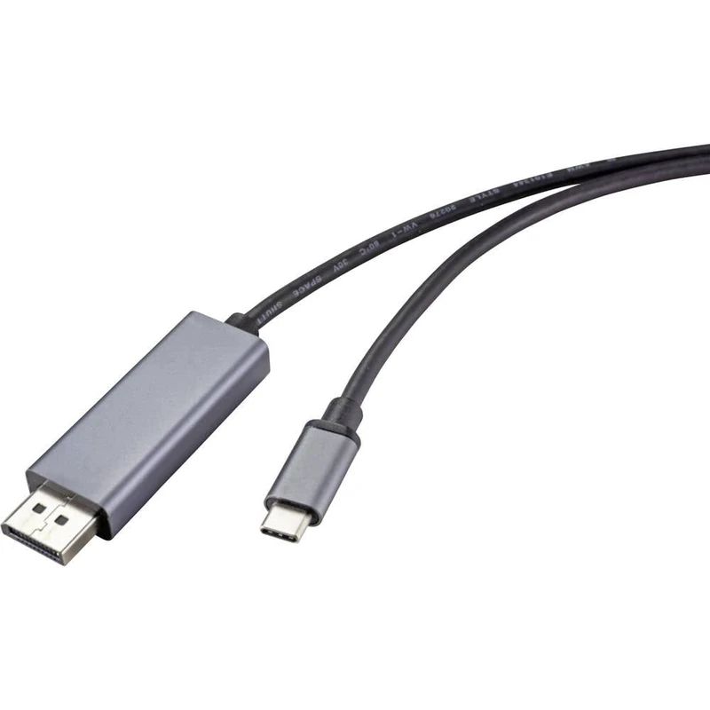Renkforce USB-C/DisplayPort connection cable USB-C male, DisplayPort male 1.00 m black RF-4630696 PVC jacket