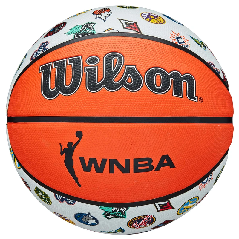 Wilson Basketball WNBA ALL TEAM, Outdoor, Rubber, Size: 6, Brown/White