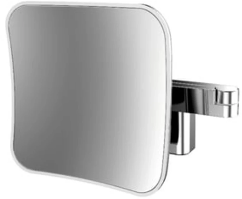 Emco EVO LED Cosmetic and Shaving Mirror on Double Articulated Arm Square Vanity Mirror with Lighting for Wall Mounting, Dimmable Magnifying Mirror (5x), Black Without Cable