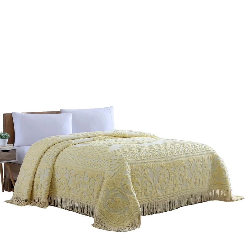 Beatrice Home Fashions Bedspread, Cotton, Yellow, Twin