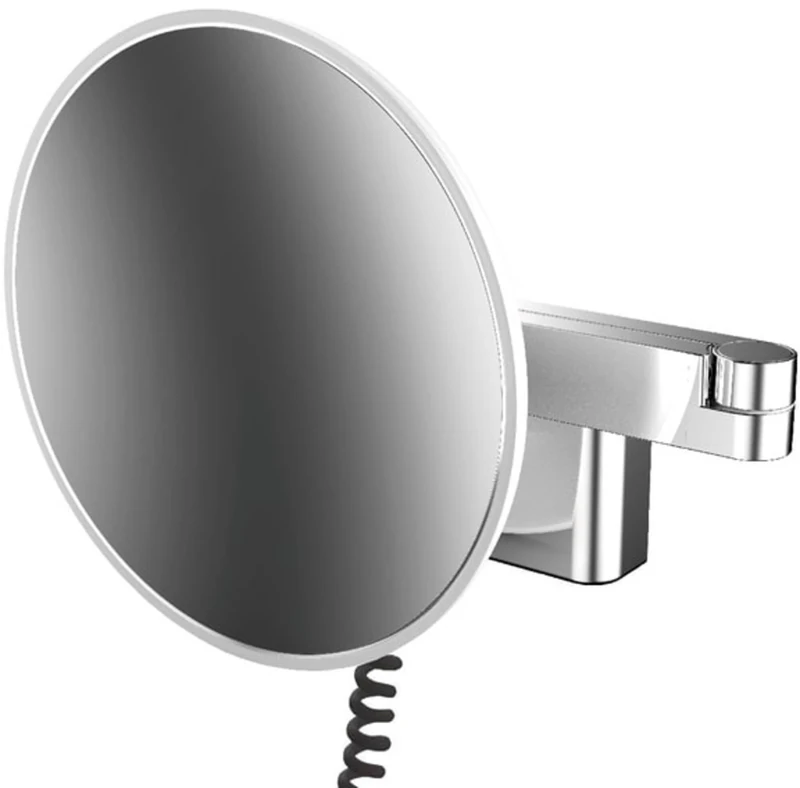 Emco EVO LED Vanity Mirror Double Articulated Arm Round Vanity Mirror with Lighting Wall Mounted Dimmable Magnifying Mirror (5X)