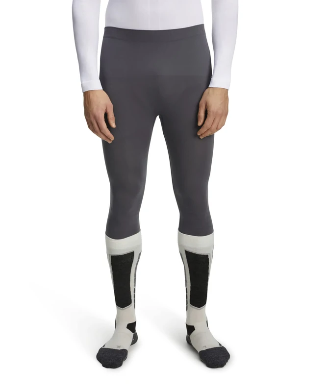 FALKE Men's Warm 3/4 M TI Functional Yarn Quick Dry 1 Piece Base Layer Bottom, Black (Concrete 3717), L - Image 1