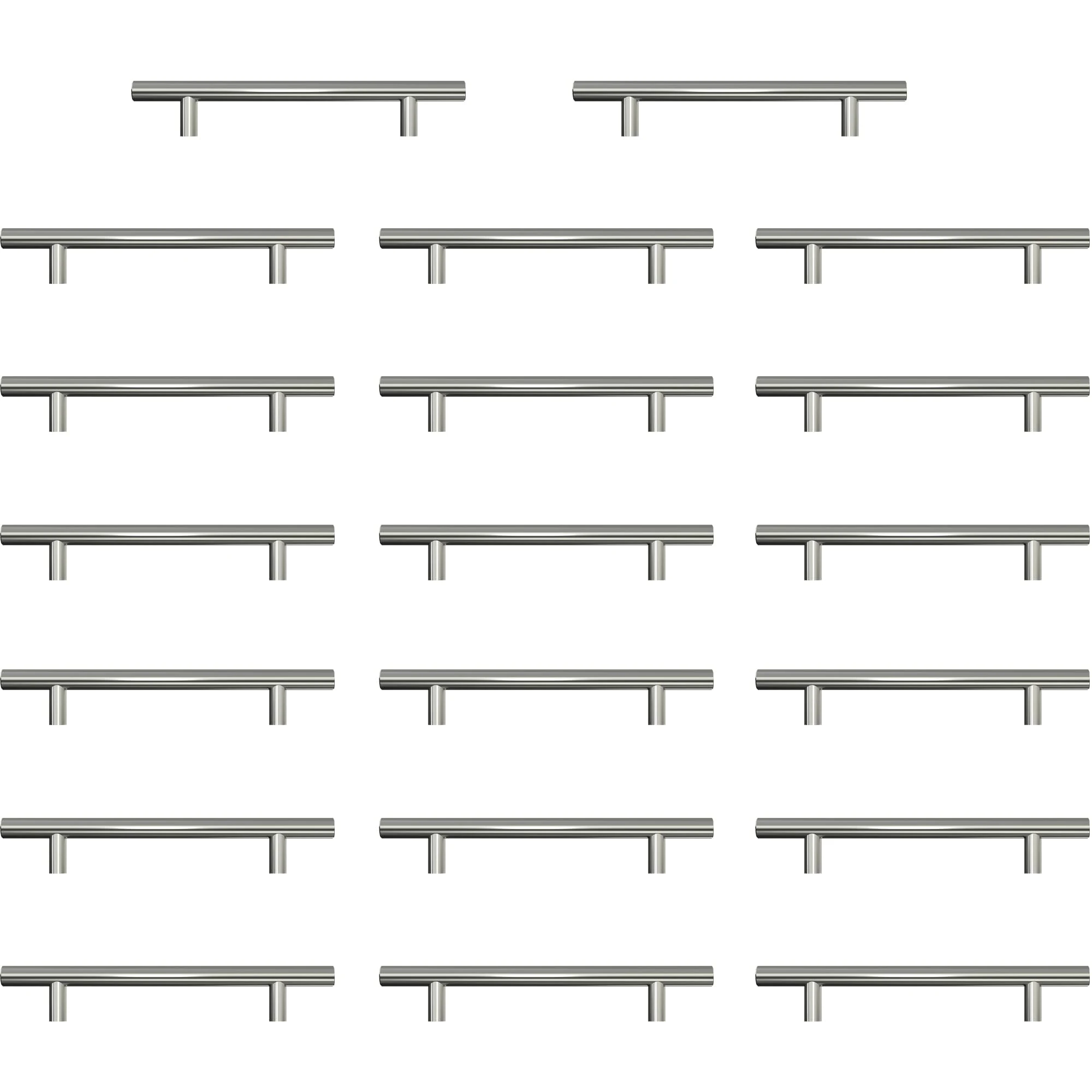AwmnSrman Kitchen Cupboard Handles Silver 20 Pack 128 mm(5 inch) Hole Center, Brushed Finish Stainless Steel Installation of Holes