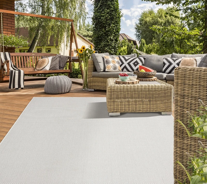 Mia's Teppiche Lara In- and Outdoor Rug, Flat Fabric, 160 x 220 cm, Creme