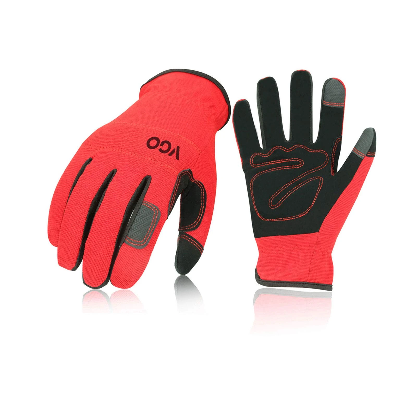 Vgo... Safety Work Gloves,Builder Gloves,Gardening Gloves,Light Duty Mechanic Gloves(NB7581,Red,L,1Pair)
