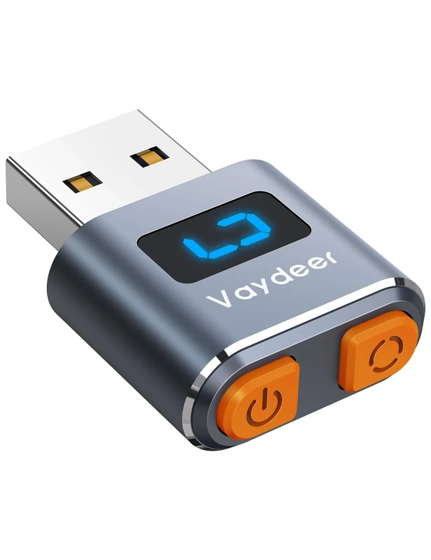 VAYDEER Metal USB Mouse Jiggler – 3 Mode Mouse Mover with Digital Display, ON/OFF Switch & Protective Case, Undetectable Mouse Mover to Prevent Sleep Mode – No Software Required