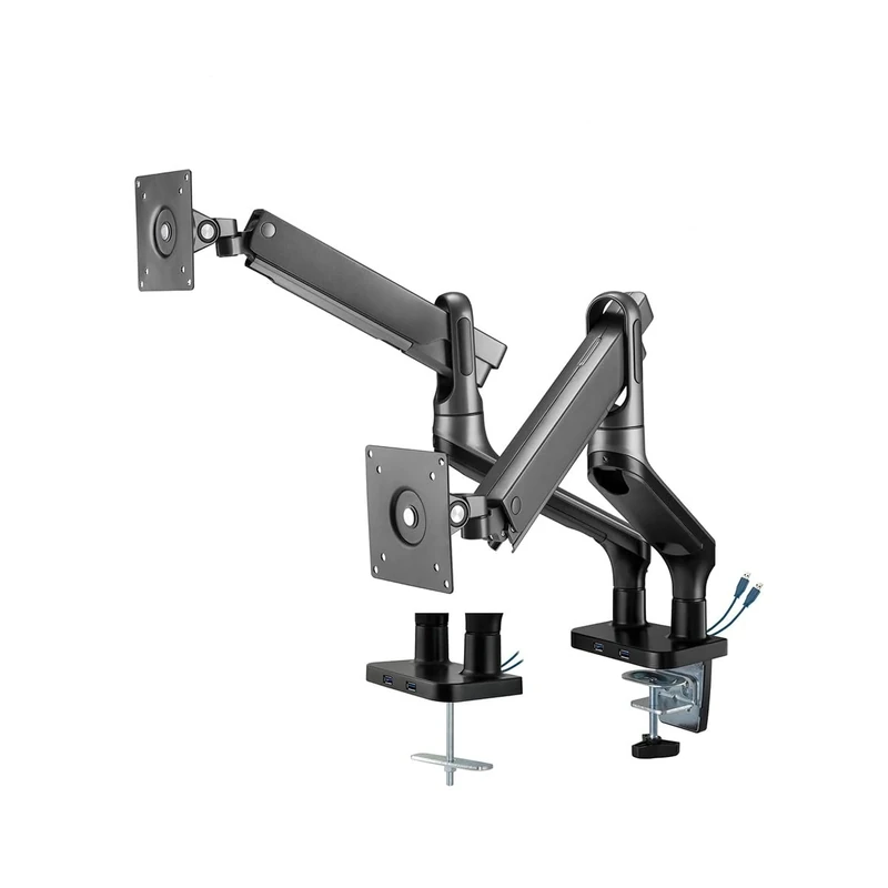 My Wall HL22-2L Fully Movable Desk Mount with Gas Lift for Flat Screens, Monitor Mount, 2 USB Ports, Cable Management, Monitor Arm, 17 Inch to 32 Inch, Load 2-9 kg