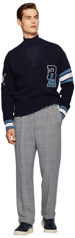 BOSS Mens Pedro RA Relaxed-fit Trousers with Exclusive Logo and Houndstooth Motif Grey - Image 1