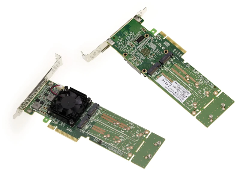 KALEA-INFORMATIQUE M2 PCIe 3.0 x8 controller card for 4 M.2 NVMe M Key SSDs. PLX PEX 8747 chipset