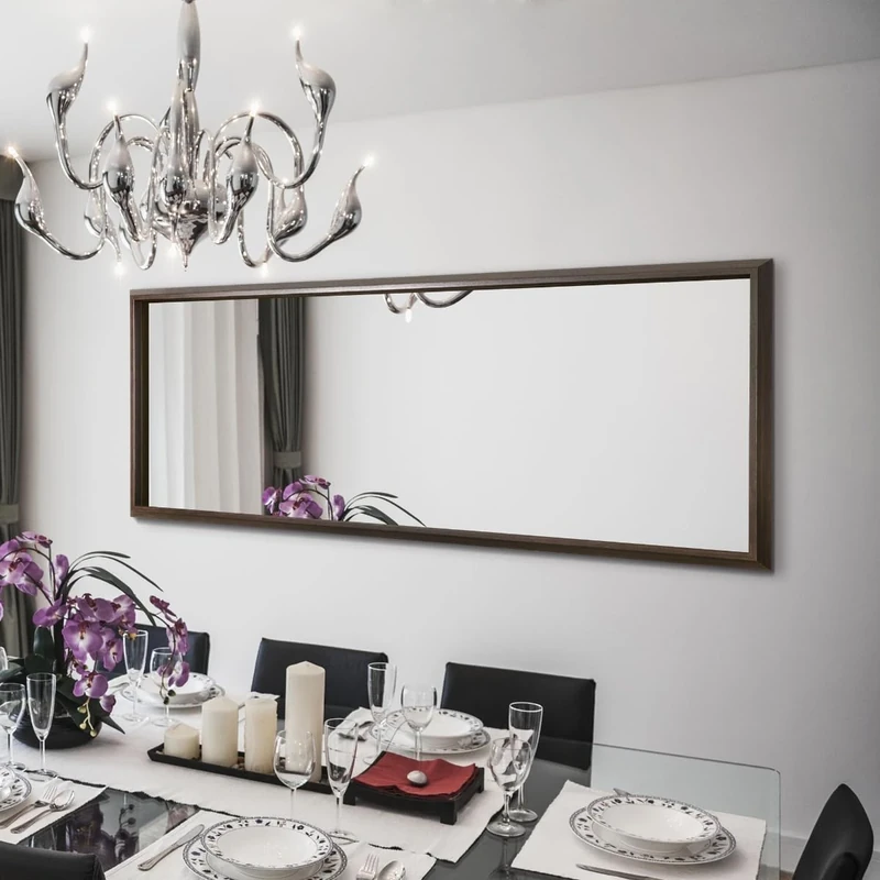 MirrorOutlet Modern Italian Rich Brown Wood Hand Made Wall Mirror 161cm x 69cm 5ft3 x 2ft3 - Image 1