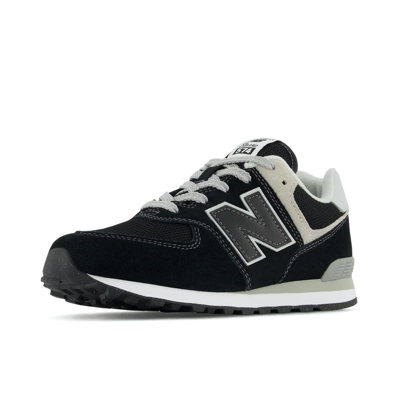 New Balance Boys 574 Sneaker, Black Grey, 3.5 UK