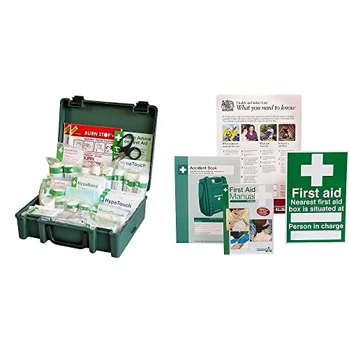 Safety First Aid Group Economy Workplace First Aid Kit BS 8599 Compliant, Medium with HSE Compliance Supersize Kit Bundle