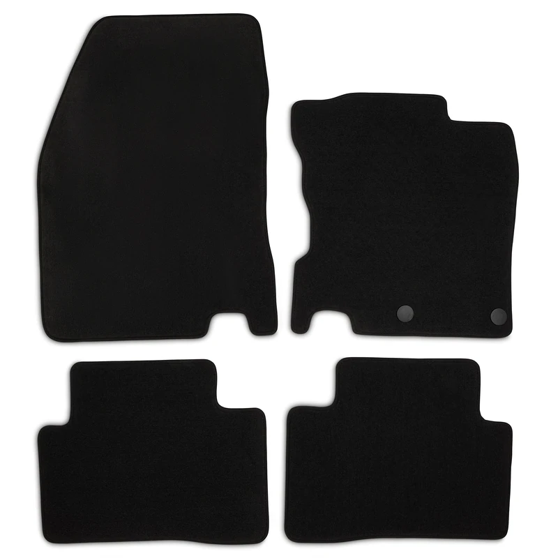 Safe Travel Fully Tailored Premium Carpet Black Car Mats With Black Trim, Safety Clips Set of 4 for Nissan Qashqai J11E (2014-onwards) - Image 1