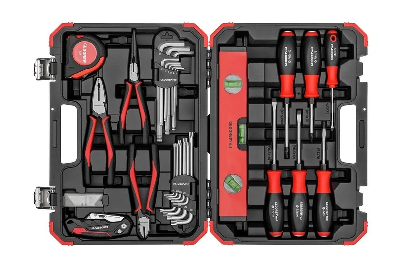 GEDORE red Tool set, 43-pc. set, Complete, Tools for trades and DIY, in Plastic case, R38003043
