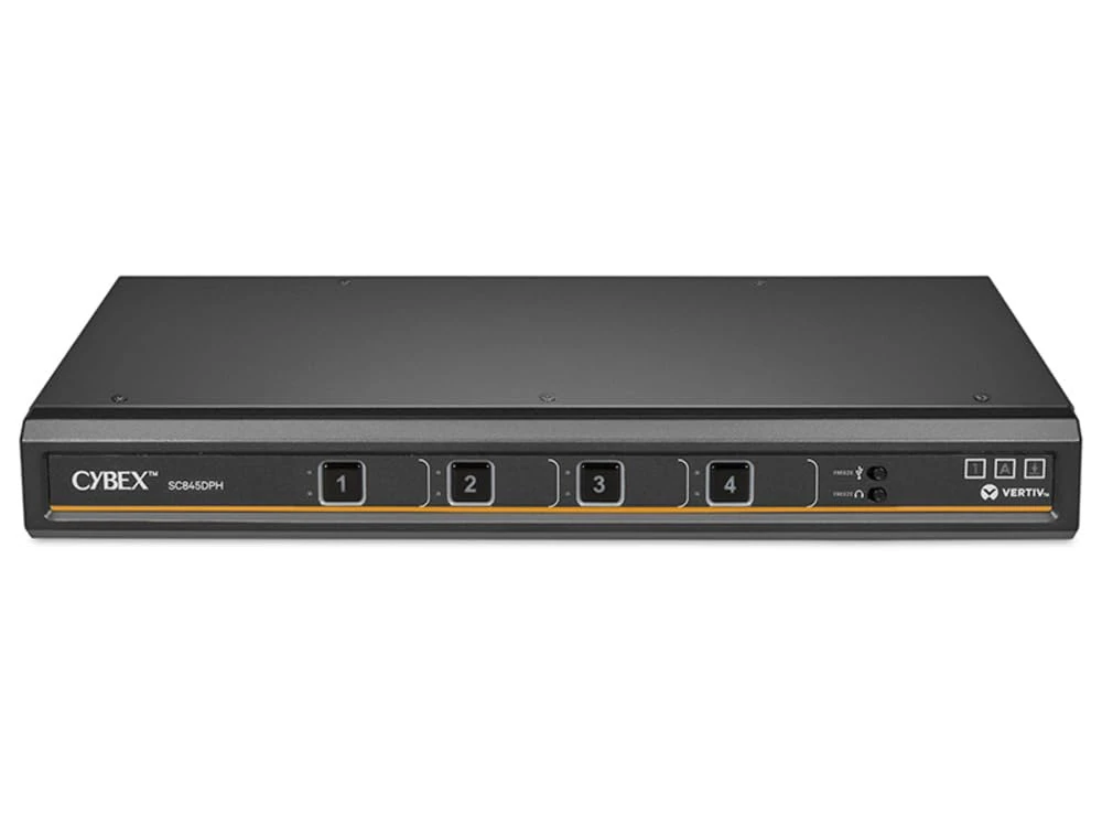 Vertiv Avocent Cybex SC800 Secure Desktop KVM, Single Head Monitor, 4 Port, Universal DisplayPort, Touch Screen Support, Common Access Card, NIAP Version 4.0 Certified, TAA Compliant (SC845DPH-400)