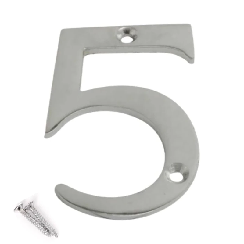 SISI UK Satin Chrome 3" Door Numbers & Letters - Set 5 Screws