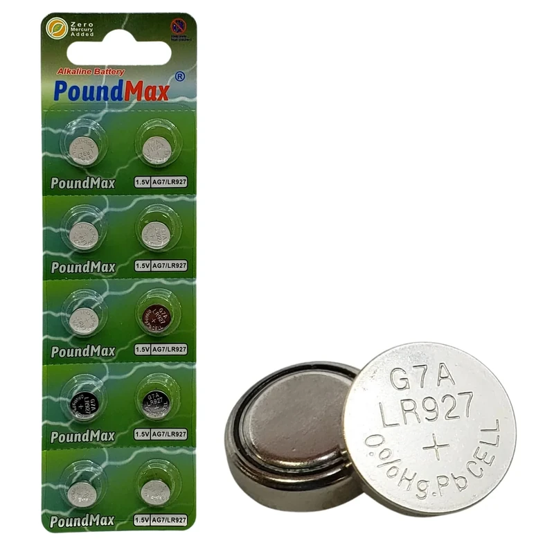10 X AG7 LR927 LR57 395 399 SR927W SR57 PoundMax ALKALINE BUTTON CELL BATTERY