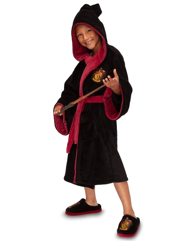 Groovy Uk Harry Potter Gryffindor Kids PolyFleece Robe, Medium, Black/Burgundy