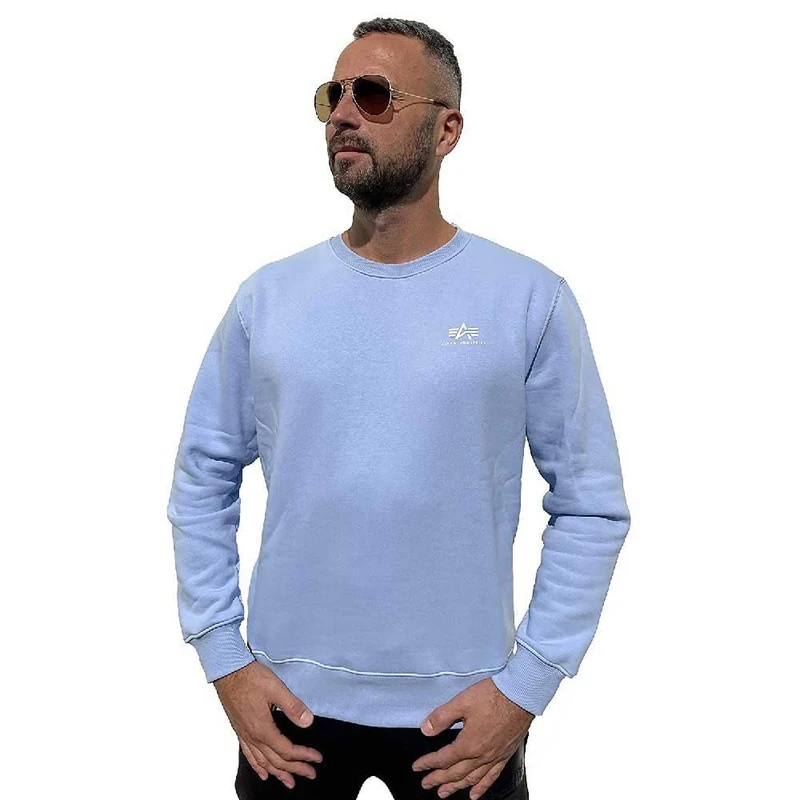 Alpha Industries Basic Sweater Small Logo Sweatshirt for Men Light Blue