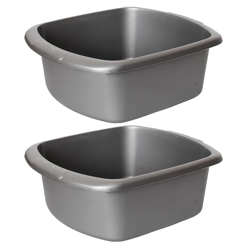 VR7 Plastic Washing Up Bowl Rectangular Grey Washing Bowl for Sink Kitchen Basin Mixing Dish