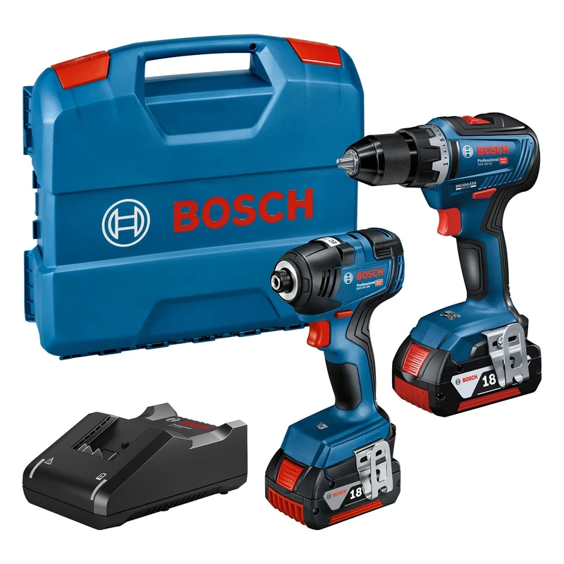 Bosch Professional 18V System Cordless Impact Driver GDR 18V-200 and Cordless Drill Driver GSR 18V-55 (incl. 2X 4.0 Ah GBA 18 V Rechargeable Battery, Quick Charger GAL 18V-40, in L-Case)