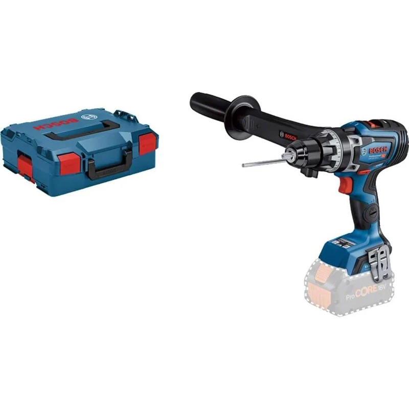 Bosch Professional 18V System BITURBO Cordless Drill Driver GSR 18V-150 C (Maximum Torque of 150 Nm, rotational Speed of 2200 min⁻¹, incl. aux. Handle, L-BOXX Inlay, L-BOXX, Without Battery/Charger)