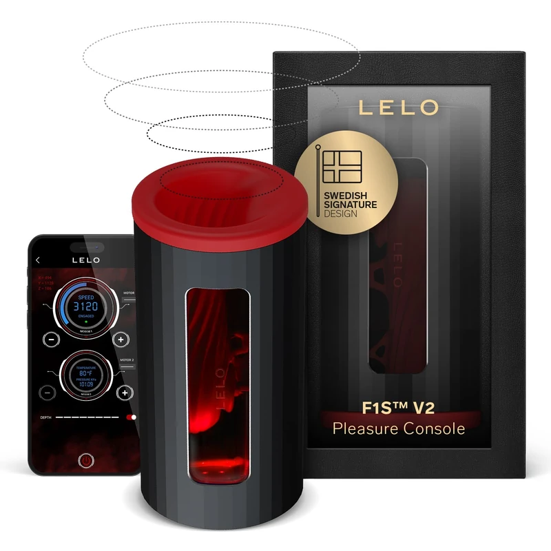 LELO F1S V2 Waterproof Male Masturbator, Male Stroker, Masturbator Sleeve, Sillicone Pocket Pussy, Sex Toy for Man, Sexual Pleasure Tools for Male, Male Sex Toy, Male Toy with 4 Vibrations, Red