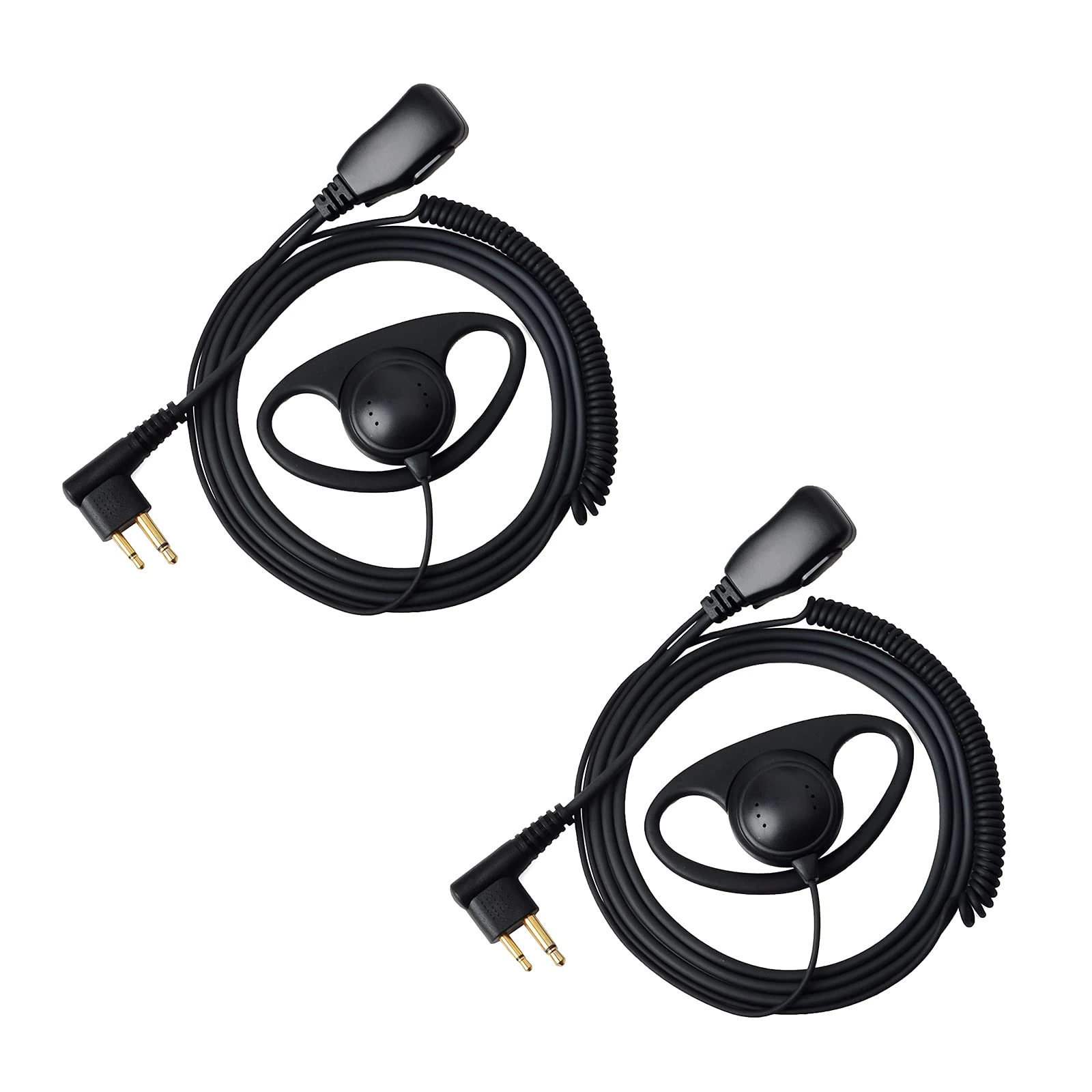 UAYESOK D-Shape Earpiece Police Security 2 Way Radio Headset with PTT Mic Microphone For 2 Pin Motorola CP040, CP140, Hytera, Midland Two Way Radio Accessories(Pack of 2)