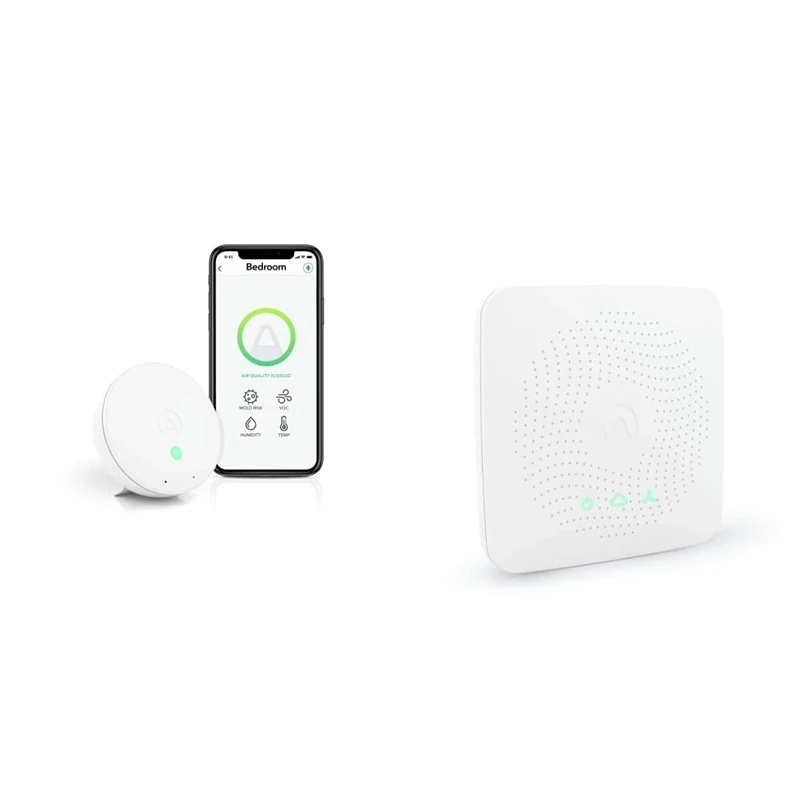 Airthings Anti-Mould Air Quality Monitor with Hub - (VOC, Mould Risk, Humidity, Pollen levels, Temp, Pressure)