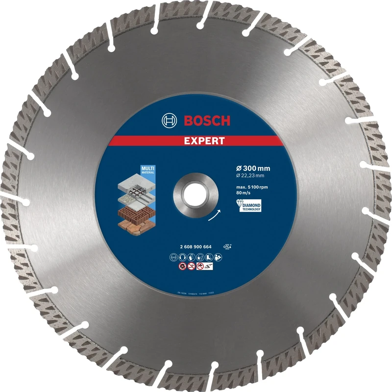 Bosch 1x EXPERT MultiMaterial Diamond Cutting Disc (for Concrete, Reinforced concrete, Ø 300 mm, Professional Accessory Large Angle Grinder)