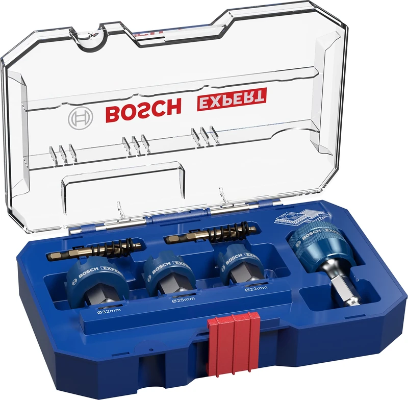 Bosch 3x EXPERT Sheet Metal Hole Saw Set (for Stainless steel sheets, Steel sheets, Ø 22-32 mm, Professional Accessory Rotary Drill/Drivers)