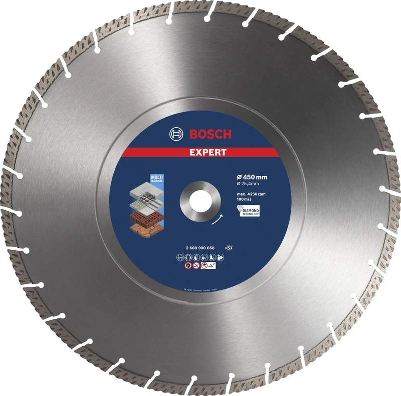 Bosch 1x EXPERT Multi Material Diamond Cutting Disc (for Concrete, Reinforced concrete, Ø 450 mm, Professional Accessory Table Circular Saw, Petrol Saw)