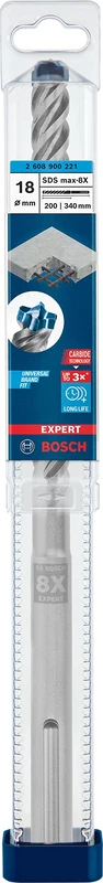 Bosch 1x EXPERT SDS max-8X Hammer Drill Bit (for Soft stone, Hard stone, Ø 18.00 mm, Professional Accessory Rotary Hammer Drill)