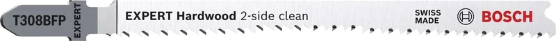 Bosch Professional 25x Expert ‘Hardwood 2-Side Clean’ T 308 BFP Jigsaw Blade (for Kitchen countertop, Plastic coated boards, Length 117 mm, Accessories Jigsaw)