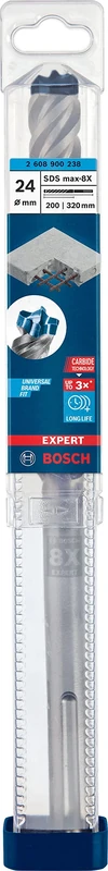 Bosch 1x EXPERT SDS max-8X Hammer Drill Bit (for Soft stone, Hard stone, Ø 24.00 mm, Professional Accessory Rotary Hammer Drill)