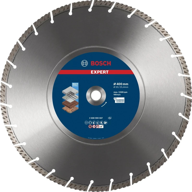 Bosch 1x EXPERT Multi Material Diamond Cutting Disc (for Concrete, Reinforced concrete, Ø 400 mm, Professional Accessory Table Circular Saw, Petrol Saw)