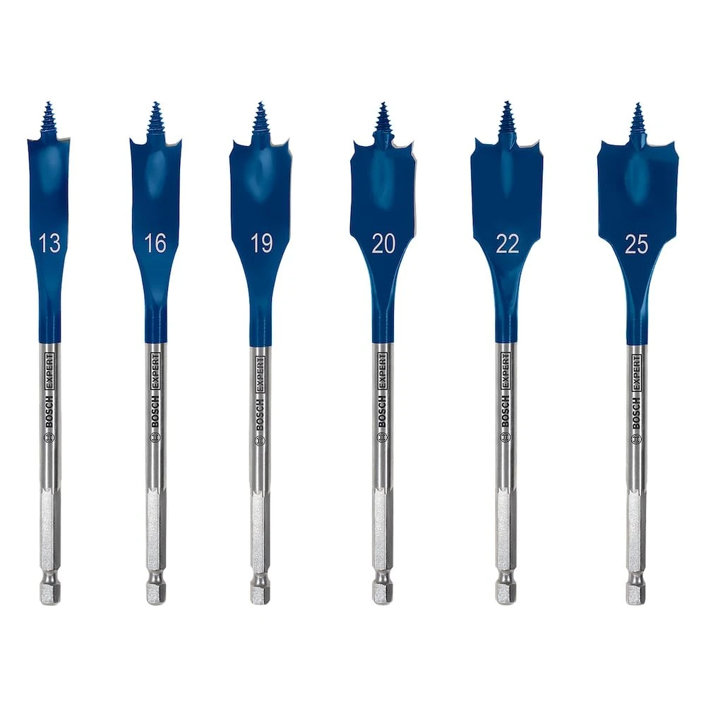 Bosch 6x EXPERT Self Cut Speed Spade Drill Bit Set (for Softwood, Particleboard, Ø 13-25 mm, Professional Accessory Rotary Drill/Drivers)