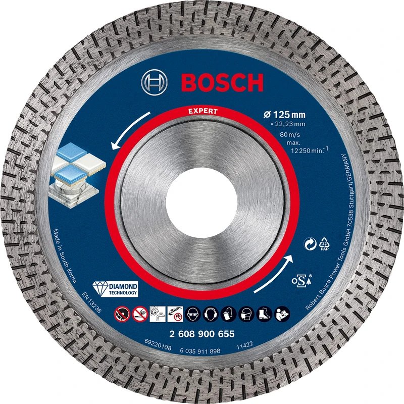 Bosch 1x EXPERT HardCeramic Diamond Cutting Disc (for Hard tiles, Hard stone, Ø 125 mm, Professional Accessory Small Angle Grinder)