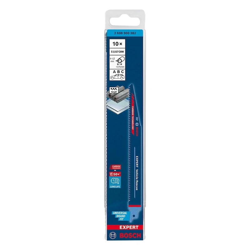 Bosch Professional 10x Expert ‘Vehicle Rescue’ S 1157 CHM Reciprocating Saw Blade (for Glass, Tough steel, Length 225 mm, Accessories Reciprocating Saw)