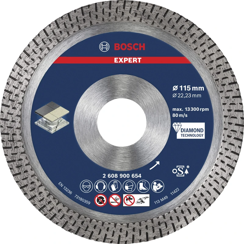 Bosch 1x EXPERT HardCeramic Diamond Cutting Disc (for Hard tiles, Hard stone, Ø 115 mm, Professional Accessory Small Angle Grinder)